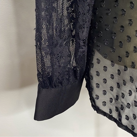 Ann Taylor Black Lace Swiss Dot Blouse - Picture 7 of 10